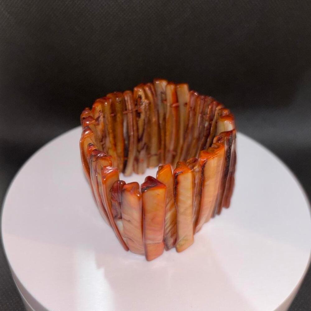 Handmade orange brown marbled